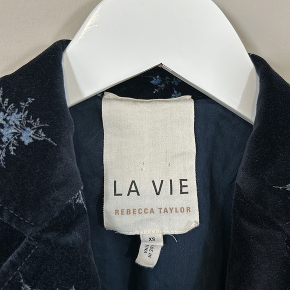 Rebecca Taylor La Vie Celeste Floral Velvet Jacket AND Pant Set XS Pant Sz 25 - Picture 13 of 16